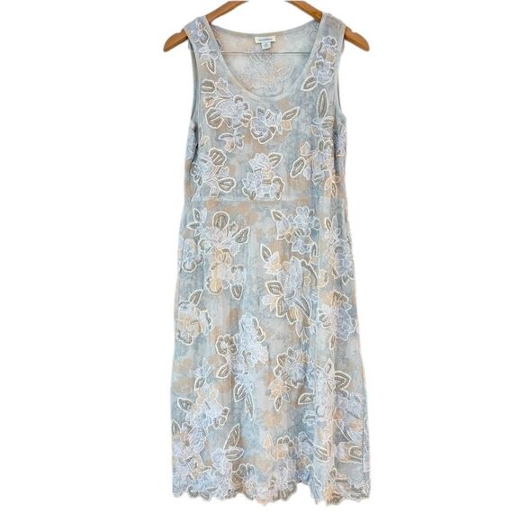 Sundance Blue Floral Embroidered Beaded Silk Dress Sz XS Romantic Wedding Guest - Picture 2 of 12